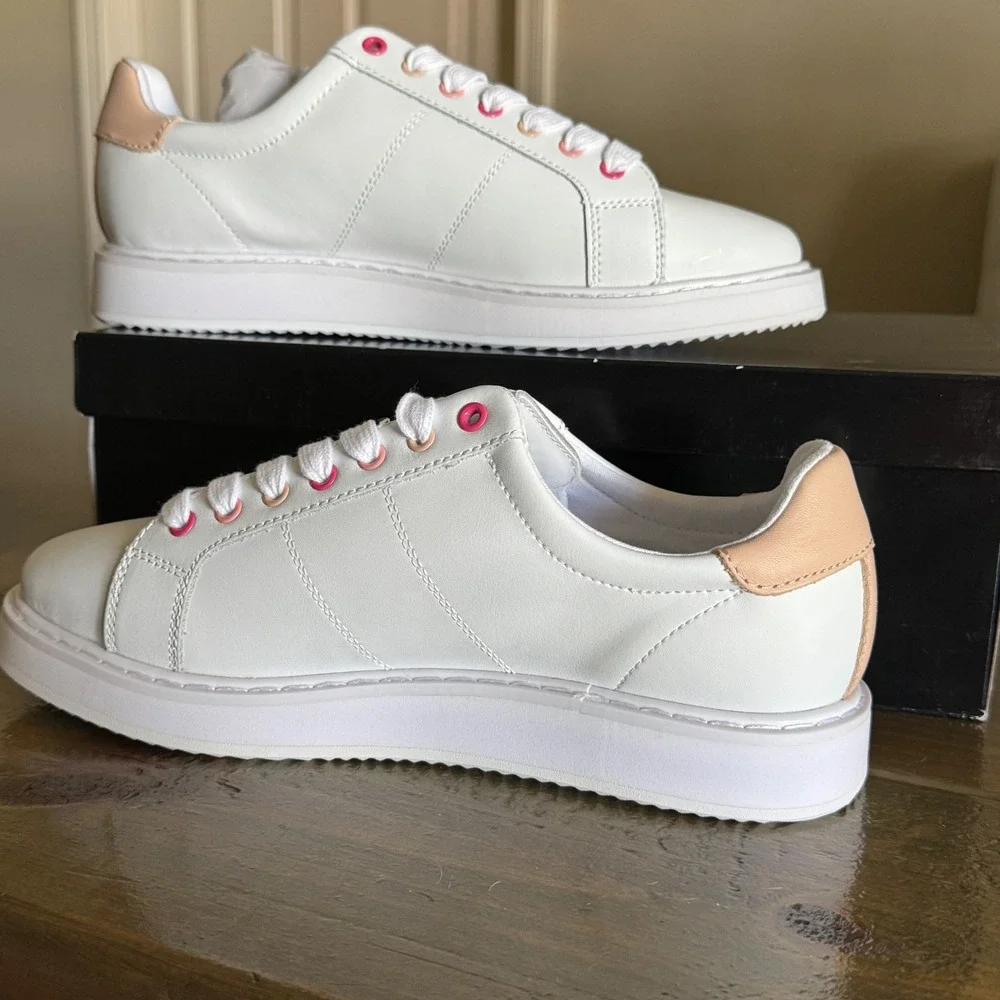 Lauren Ralph Lauren Angeline II Sneakers Womens 10 White Tan Leather Preppy NWB